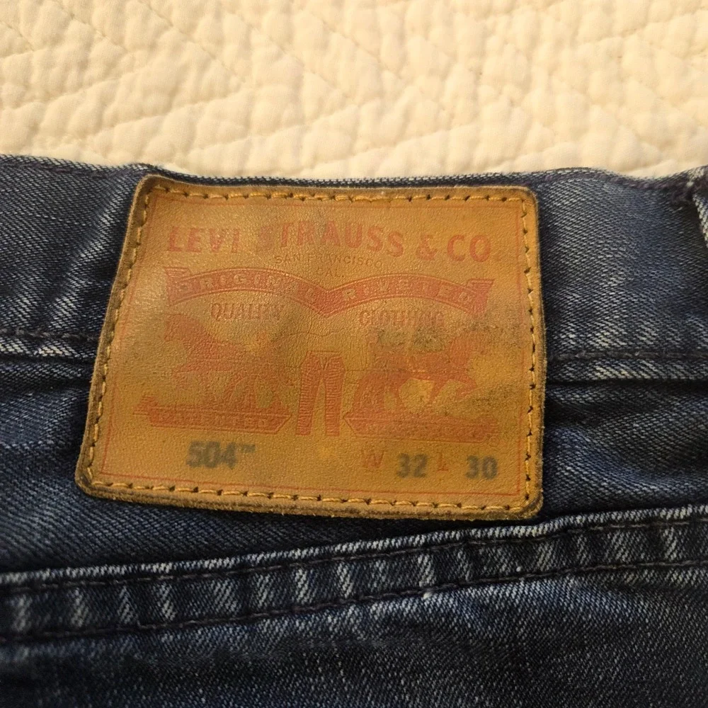 Levis 504 White Oak Cone Denim Jeans Mens 33x29 Dark Wash Straight Leg USA Made